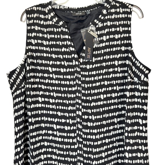 APT 9 Black White Sleeveless Shift Dress Women 18W Office Church Summer New - Picture 2 of 8